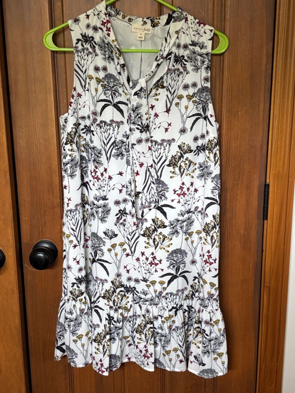 Madison Jules Floral Boho Ruffle Mini Dress Ivory Women's Size M